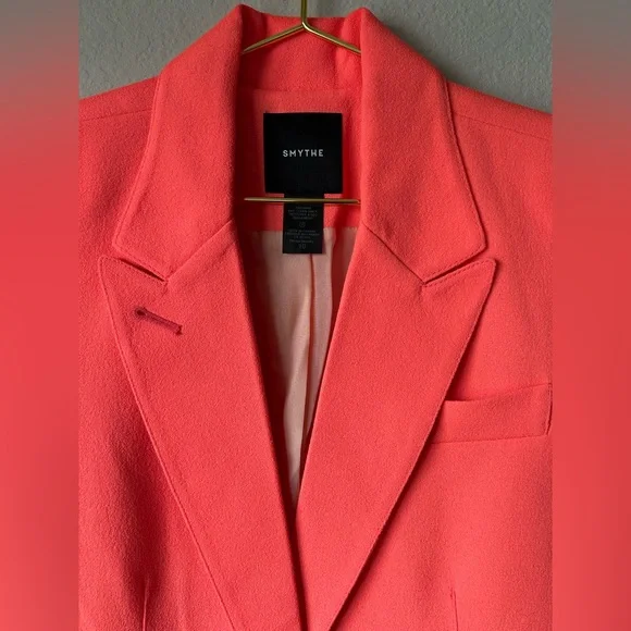 SMYTHE | Tailored Blazer in Neon Tangerine - Picture 2 of 8